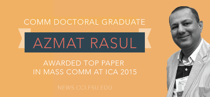 Header image for Doctoral graduate awarded Top Paper in Mass Communication at ICA 2015