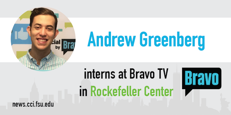 Header image for Advertising student Andrew Greenberg interns at Bravo TV