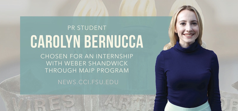 Header image for PR Student Carolyn Bernucca to Intern with Weber Shandwick