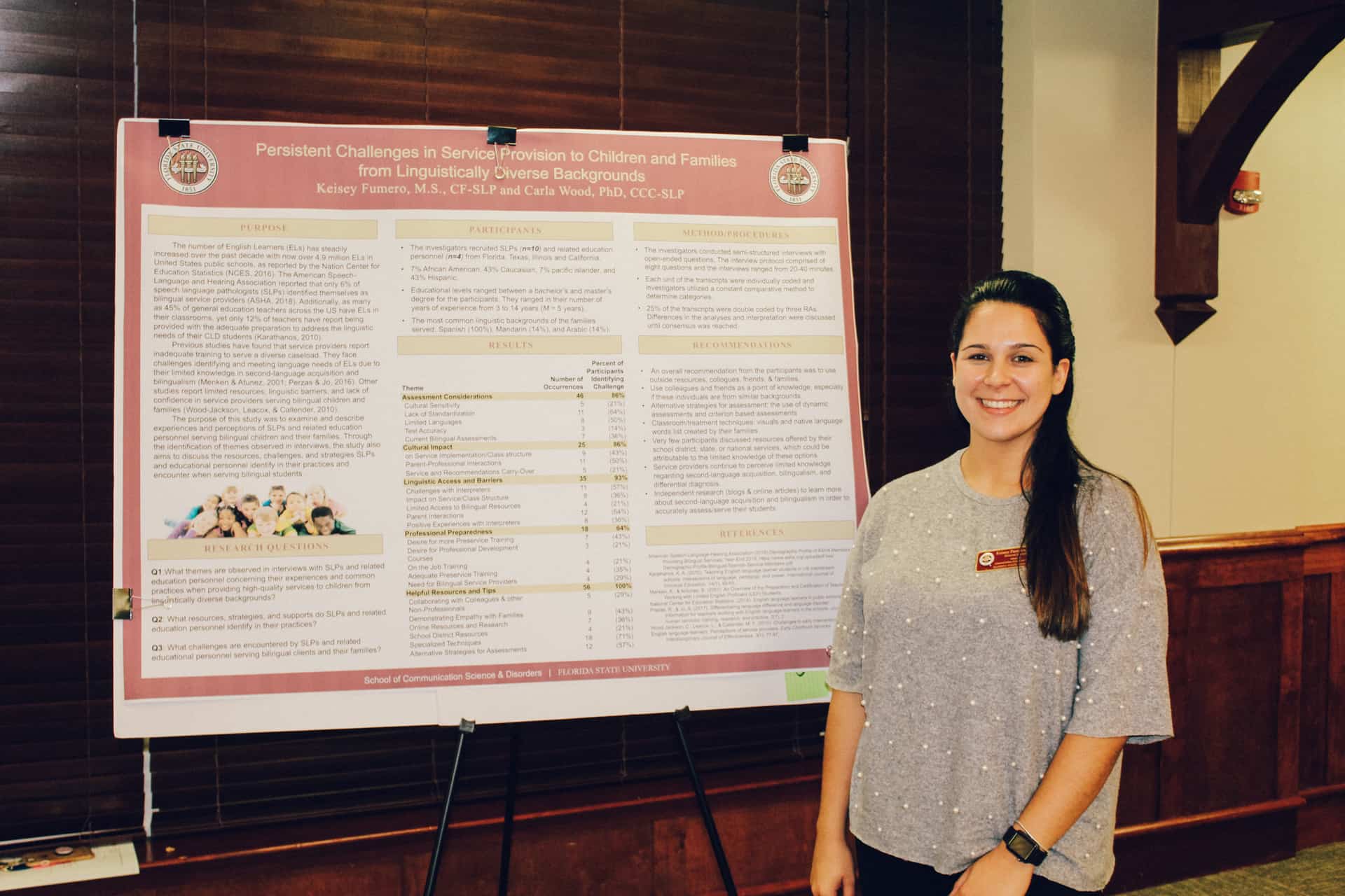 Keisey Fumero with her research poster