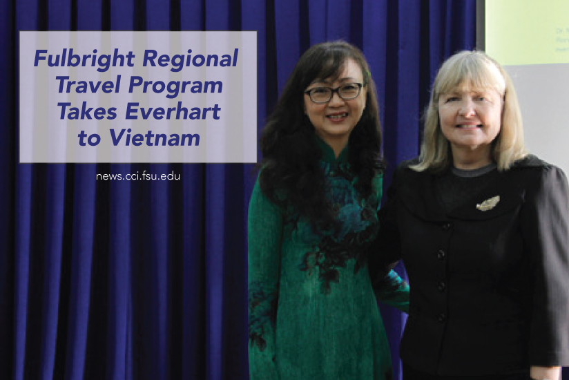 Graphic for story about Dr. Everhart lecturing in Vietnam