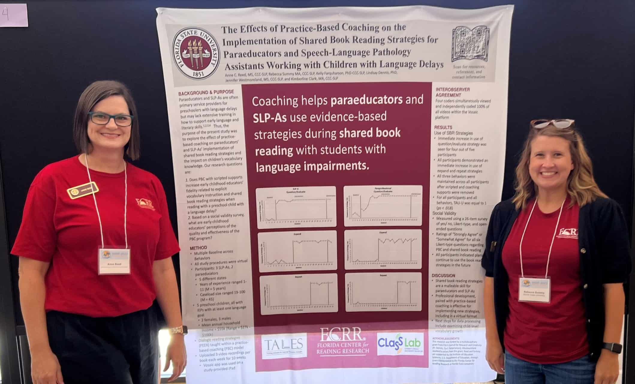 Anne Reed and Rebecca Summy with their poster presentation at the Society for the Scientific Study of Reading (SSSR) Conference in Newport Beach, CA in July