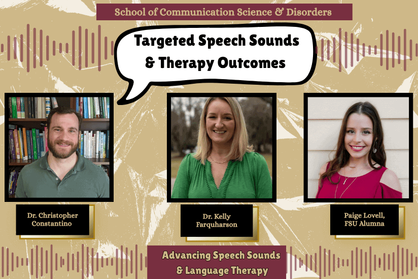 School of Communication Science & Disorders Targeted Speech Sounds & Therapy Outcomes Dr. Christopher Constantino Dr. Kelly Farquharson Paige Lovell, FSU Alumna Advancing Speech Sounds & Language Therapy